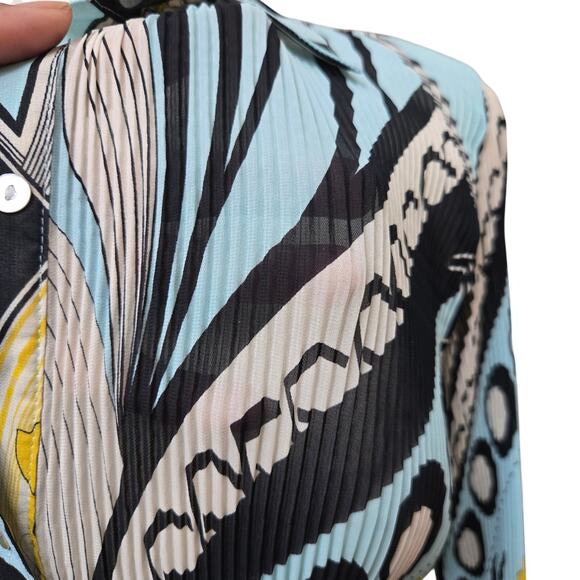 Nicola Women Y2K Eclectic Maximalist Boho Pleated Semi Sheer Flared Sleeve Top S - Picture 6 of 12